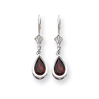8x5mm Pear Garnet Leverback Earrings 14k White Gold XLB103WGA, MPN: XLB103WGA, 883957225340