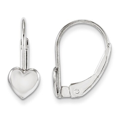 Leverback Heart Earrings - 14k White Gold GK252 by Madi K, MPN: GK252, 886774999036