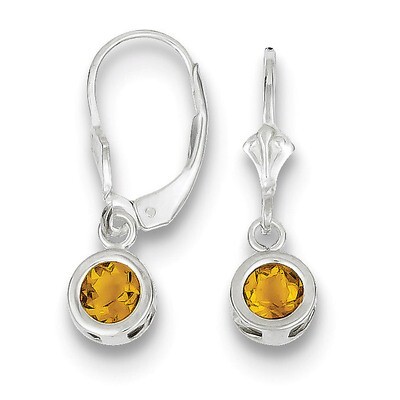 5mm Round Citrine Leverback Earrings Sterling Silver QE2040CI, MPN: QE2040CI, 883957225647