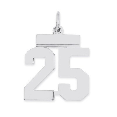 Pendant Number 25 Polished Sterling Silver Small QSS25, MPN: QSS25, 883957100746