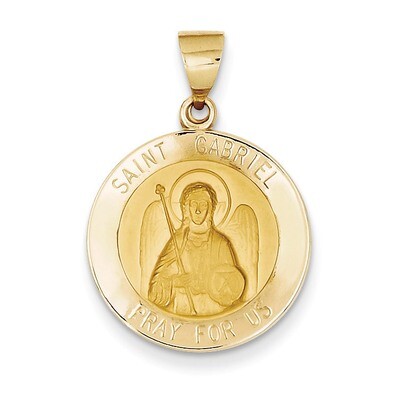 Saint Gabriel Medal Pendant 14k Gold Polished and Satin XR1327, MPN: XR1327, 883957494272