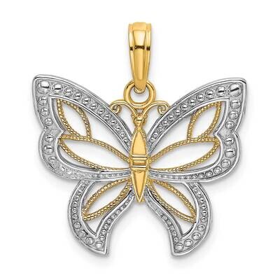 Butterfly with White Beaded Wings Charm 14k Gold Rhodium K9263, MPN: K9263, 637218089703