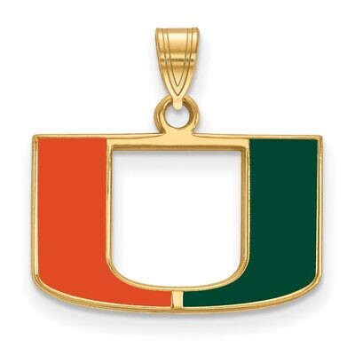 University of Miami Small Enamel Pendant Gold-plated Silver GP031UMF, MPN: GP031UMF, 886774934655