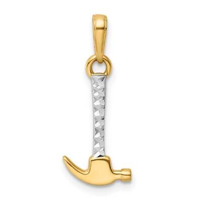 Hammer Pendant 14k Gold and White Rhodium Diamond-Cut M3018, MPN: M3018, 196904099292
