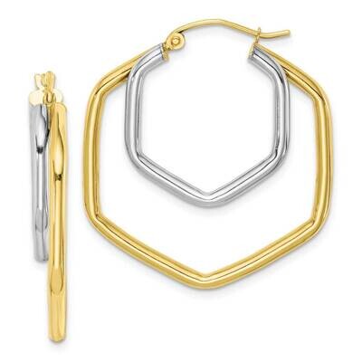 Polished Hoop Earrings 10k Two-tone Gold 10TC406, MPN: 10TC406, 883957920580