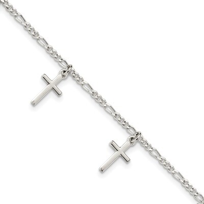Cross Bracelet 7.5 Inch Sterling Silver Polished QG4248-7.5, MPN: QG4248-7.5, 886774121949
