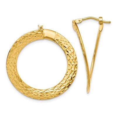 Leslie&#39;s Diamond-cut Twisted Hoop Earrings 14k Gold Polished HB-LE1147, MPN: LE1147, 191101472886