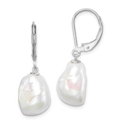 11-12mm Keshi Pearl Leverback Earrings Sterling Silver Rhodium Plated QE15197, MPN: QE15197, 883957…