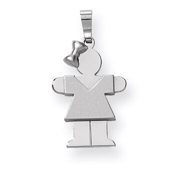Small Girl with Bow on Left Engravable Charm 14k White Gold XK308, MPN: XK308, 883957415581