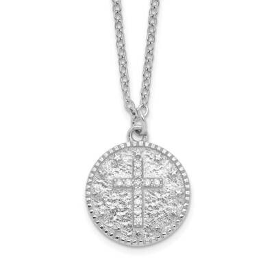 CZ Diamond Cross Necklace 18 Inch Sterling Silver Rhodium-Plated Polished QG6059-18, MPN: QG6059-18…