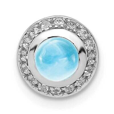 Cabochon .91 Blue Topaz Chain Slide 14k White Gold Diamond PM4030-BT-012-WA, MPN: PM4030-BT-012-WA,