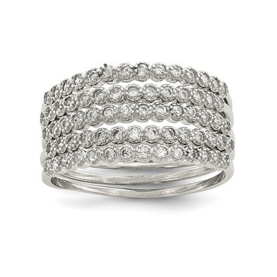 Stackable Set of 5 CZ Diamond Rings Sterling Silver QR6730, MPN: QR6730,