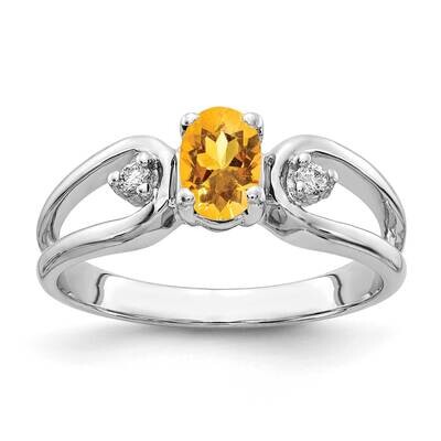 6x4mm Oval Citrine Checker Aa Diamond Ring 14k White Gold Y2082CC/AA, MPN: Y2082CI_AA, 883957706740