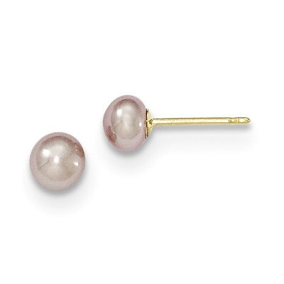 4-5mm Purple Cultured Button Pearl Stud Earrings 14k Gold X40BPU, MPN: X40BPU, 191101433054