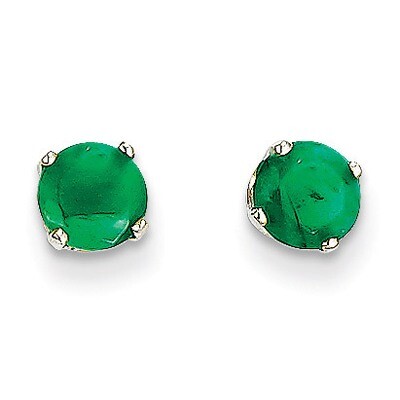 5mm Emerald Stud Earrings 14k White Gold XBE137, MPN: XBE137, 883957217192