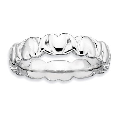 Hearts Ring - Sterling Silver Rhodium-plated QSK283, MPN: QSK283, 883957157948