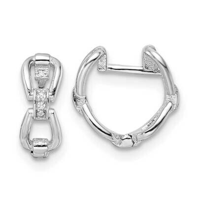 Links CZ Diamond Hinged Hoop Earrings Sterling Silver Rhodium-Plated Polished QE15957, MPN: QE15957…