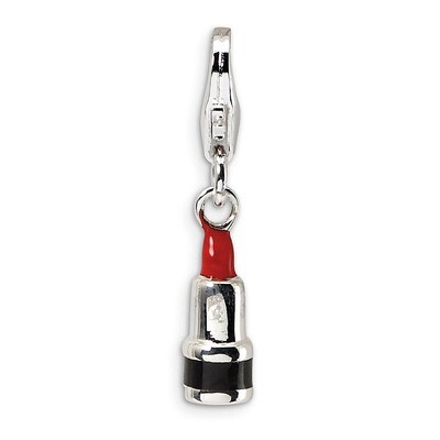 3-D Enameled Red Lipstick Charm Sterling Silver QCC239 by Amore La Vita, MPN: QCC239, 883957331966