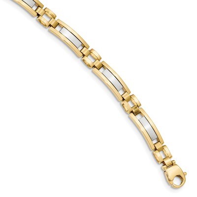 Polished and Satin 8.5 Inch Mens Link Bracelet 14k Two-tone Gold GB247-8.5, MPN: GB247-8.5, 1911012…