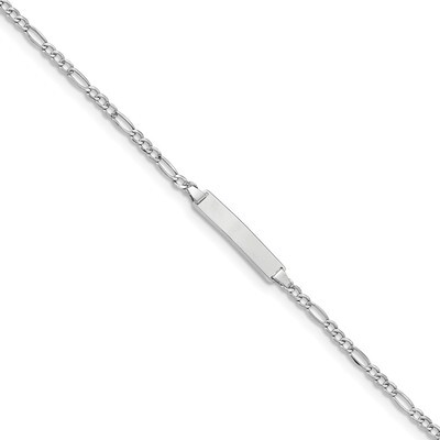 7 Inch Polished ID with Semi-Solid Figaro Bracelet 14k white Gold DCID134W-7, MPN: DCID134W-7, 8839…