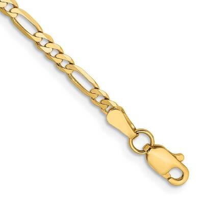 6 Inch 2.75mm Flat Figaro with Lobster Clasp Bracelet 14k Gold FFL070-6, MPN: FFL070-6, 883957166278