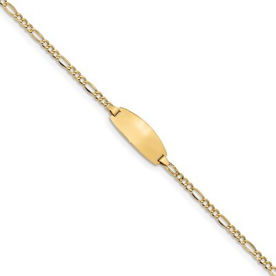 5.5 Inch Oval ID Semi-Solid Figaro Bracelet 14k Gold DCID143-5.5, MPN: DCID143-5.5, 883957761510