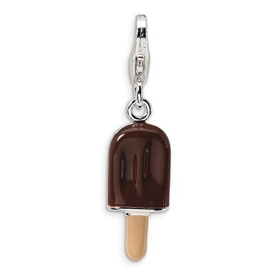 3-D Enameled Fudge Bar Charm Sterling Silver QCC366 by Amore La Vita, MPN: QCC366, 883957333236