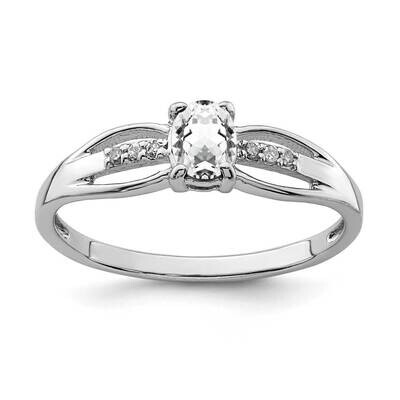 Diamond White Topaz Ring Sterling Silver Rhodium Plated QR7064APR, MPN: QR7064APR, 883957336350