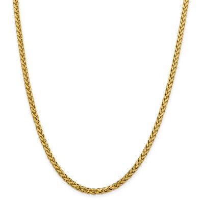 18 Inch 3.70mm Semi-solid Diamond -cut Wheat Chain 14k Gold BC185-18, MPN: BC185-18, 883957079998