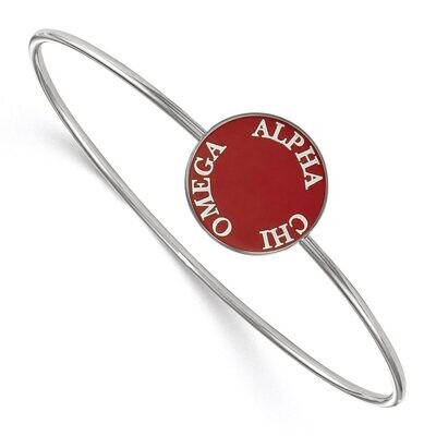 Alpha Chi Omega Enameled Slip-on Bangle Sterling Silver SS022ACO-7, MPN: SS022ACO-7, 886774603643