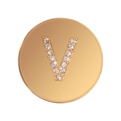 Nikki Lissoni Sparkling Letter Initial V Gold-Plated 23mm Coin C1262GSV, MPN: C1262GSV, 87186274665…