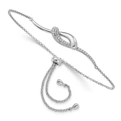 CZ Diamond Fancy Bar Adjustable Bracelet Sterling Silver Rhodium-Plated QG6199, MPN: QG6199, 196904…