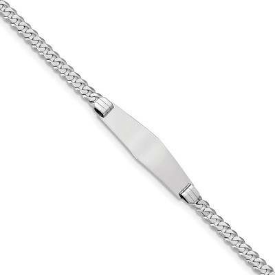 7 Inch Flat Curb Link Soft Diamond Shape ID Bracelet 14k white Gold LID62CW-7, MPN: LID62CW-7, 8839…
