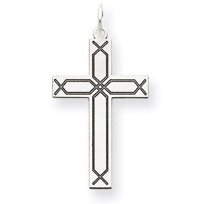 Laser Designed Cross Pendant 14k White Gold XR950, MPN: XR950, 886774132990
