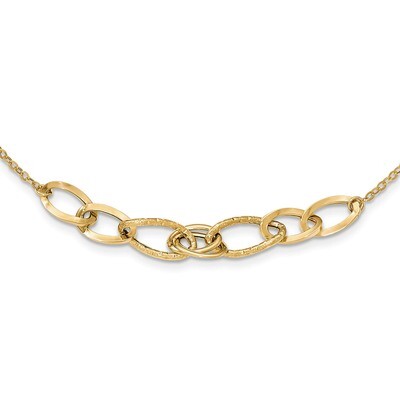 Fancy Link Necklace 14k Gold Polished and Textured SF2228-17.5, MPN: SF2228-17.5, 191101362668