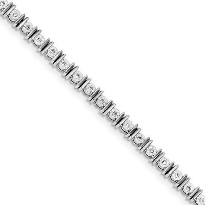 Diamond Tennis Bracelet Sterling Silver Rhodium-plated QDX109, MPN: QDX109, 818050010036