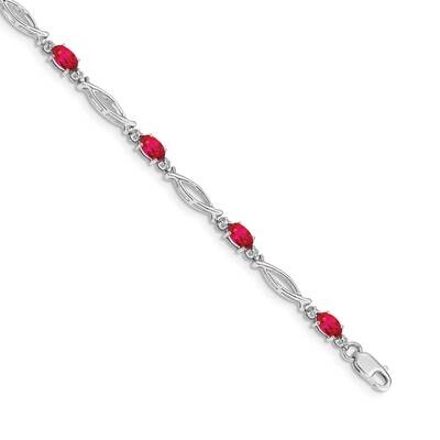 Ruby Bracelet 14k White Gold Diamond BM4483-RU-001-WA, MPN: BM4483-RU-001-WA, 883957661797