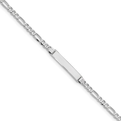 7 Inch Figaro Link ID Bracelet 14k white Gold FG100IDW-7, MPN: FG100IDW-7, 883957936871