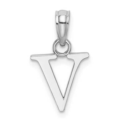 V Block Initial Charm 14k White Gold Polished K6423WV, MPN: K6423WV, 637218161591