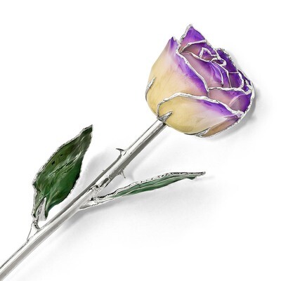 Lacquer Dipped Silver Trim White Blue Opal Rose GM16751, MPN: GM16751, 812465021496