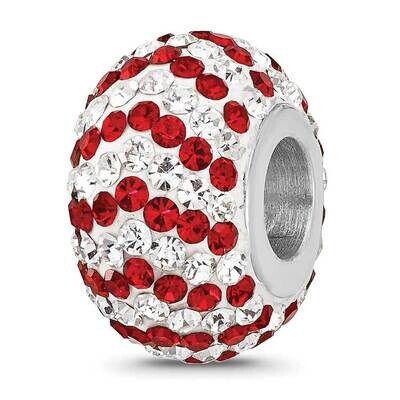 Red/White Preciosa Crystal Bead Sterling Silver Rhodium-plated QRS4486, MPN: QRS4486,