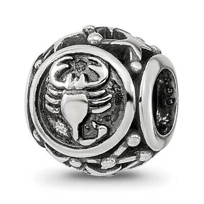 Antiqued Zodiac Scorpio Bead Sterling Silver QRS4083, MPN: QRS4083,