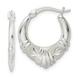 Lasered Scalloped Hoop Earrings Sterling Silver Polished QE15938, MPN: QE15938, 196904152683