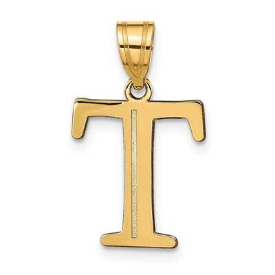 Letter T Initial Pendant 14k Gold Polished Etched YC1437T, MPN: YC1437T, 196904084748
