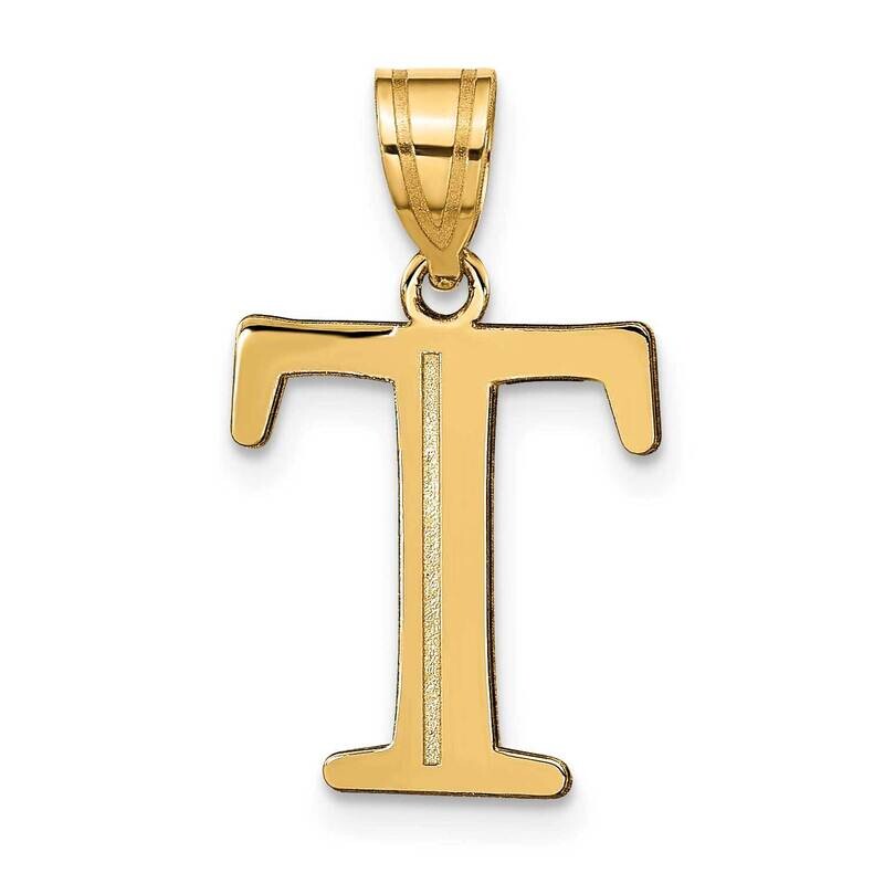 Letter T Initial Pendant 14k Gold Polished Etched YC1437T, MPN: YC1437T, 196904084748