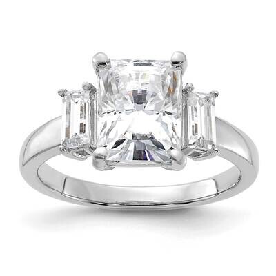 3 3/8ct. Three Stone G H I True Light Moissanite Engagement Ring 14k White Gold RM4447E-270-WMT, MP…