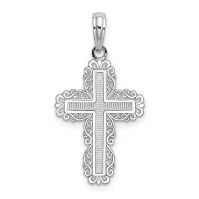 Textured with Lace Trim Cross Charm 10k White Gold 10K8431W, MPN: 10K8431W, 63721816282