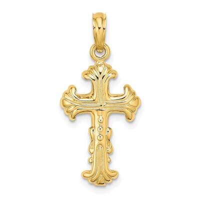 Cross Charm 14k Gold Polished &amp; Textured K8427, MPN: K8427, 637218035298