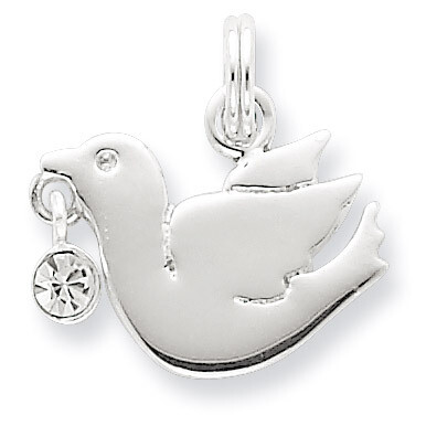 Polished Dove Charm Sterling Silver Diamond QC6693, MPN: QC6693, 883957542393