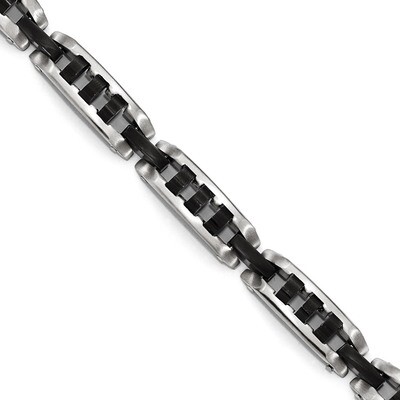 Brushed and Polished Black IP-plated Bracelet - Stainless Steel SRB1647-8 by Chisel, MPN: SRB1647-8…